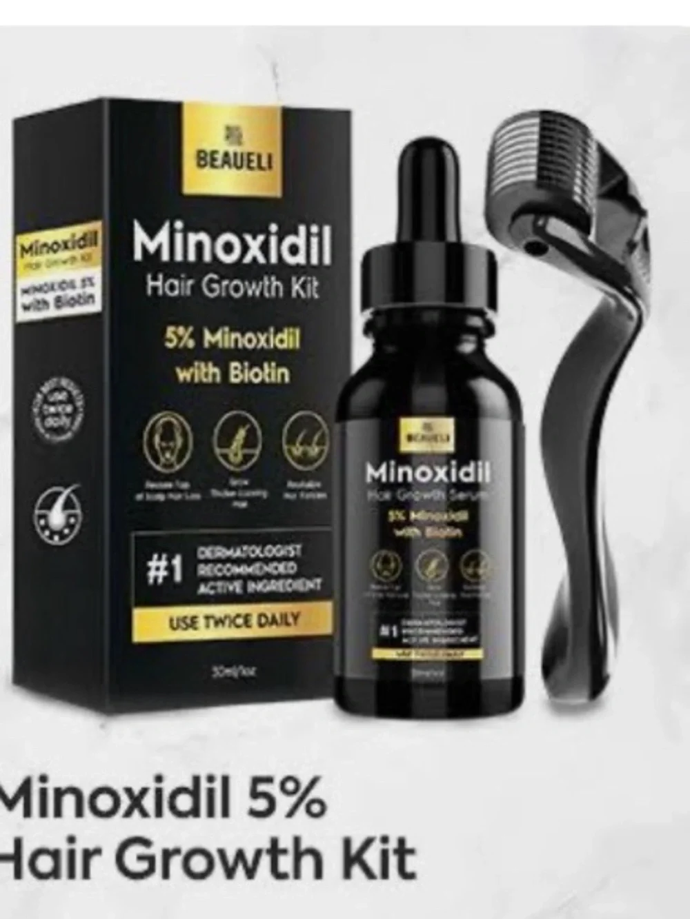 5% Minoxidil hair & Beard Growth Kit – Black & Yellow